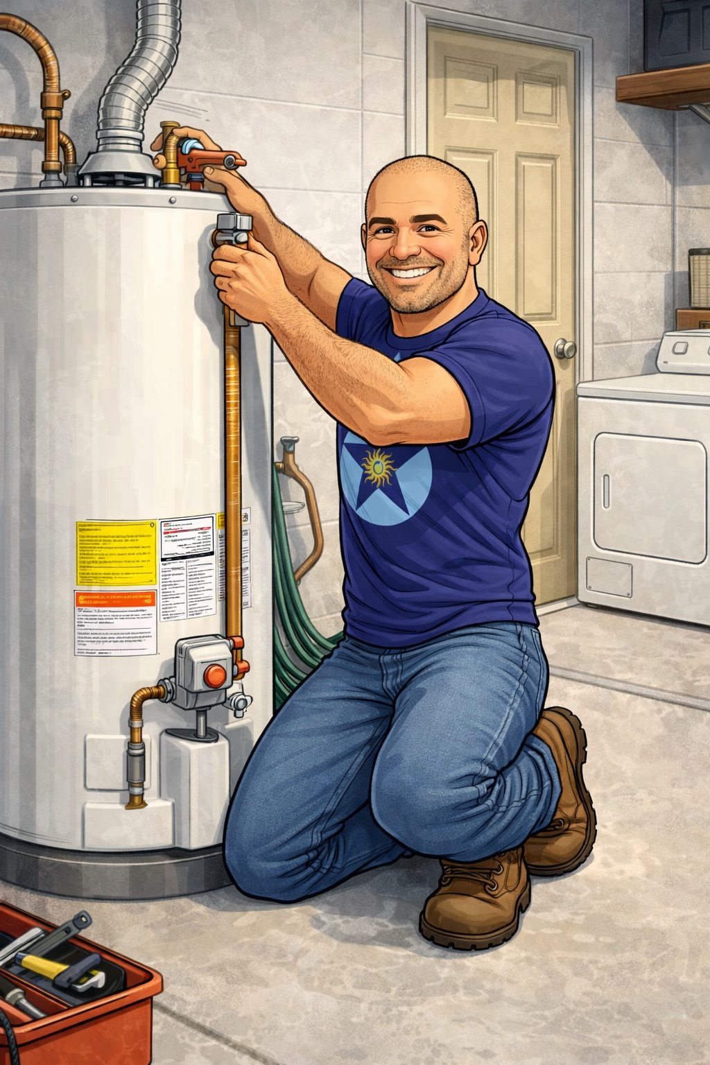Hristo Panov providing water heater service in Houston — ARG Plumbing